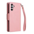 For Samsung Galaxy A05s Rivet Buckle 9 Cards 3-Fold Wallet Leather Phone Case(Rose Gold)