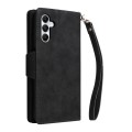 For Samsung Galaxy A05s Rivet Buckle 9 Cards 3-Fold Wallet Leather Phone Case(Black)