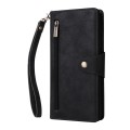 For Samsung Galaxy S23 FE 5G Rivet Buckle 9 Cards 3-Fold Wallet Leather Phone Case(Black)