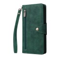 For Samsung Galaxy S23 FE 5G Rivet Buckle 9 Cards 3-Fold Wallet Leather Phone Case(Green)