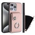 For iPhone 15 Pro Max Organ Card Bag Ring Holder Phone Case(Pink)
