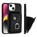 For iPhone 15 Plus Organ Card Bag Ring Holder Phone Case(Black)