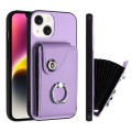 For iPhone 15 Organ Card Bag Ring Holder Phone Case(Purple)