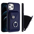 For iPhone 12 Organ Card Bag Ring Holder Phone Case(Blue)