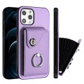 For iPhone 12 Organ Card Bag Ring Holder Phone Case(Purple)