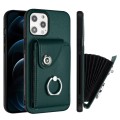 For iPhone 12 Organ Card Bag Ring Holder Phone Case(Green)