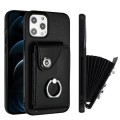 For iPhone 12 Pro Max Organ Card Bag Ring Holder Phone Case(Black)