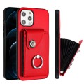 For iPhone 12 Pro Max Organ Card Bag Ring Holder Phone Case(Red)