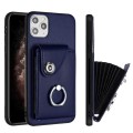For iPhone 11 Pro Max Organ Card Bag Ring Holder Phone Case(Blue)