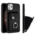 For iPhone 11 Pro Max Organ Card Bag Ring Holder Phone Case(Black)