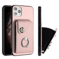 For iPhone 11 Pro Max Organ Card Bag Ring Holder Phone Case(Pink)