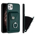 For iPhone 11 Pro Max Organ Card Bag Ring Holder Phone Case(Green)