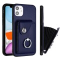 For iPhone 11 Organ Card Bag Ring Holder Phone Case(Blue)
