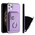 For iPhone 11 Pro Organ Card Bag Ring Holder Phone Case(Purple)