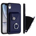 For iPhone XR Organ Card Bag Ring Holder Phone Case(Blue)