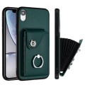 For iPhone XR Organ Card Bag Ring Holder Phone Case(Green)