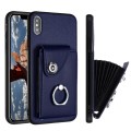 For iPhone XS Max Organ Card Bag Ring Holder Phone Case(Blue)