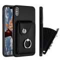 For iPhone XS Max Organ Card Bag Ring Holder Phone Case(Black)
