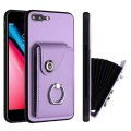 For iPhone 8 Plus / 7 Plus Organ Card Bag Ring Holder Phone Case(Purple)