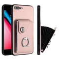 For iPhone 8 Plus / 7 Plus Organ Card Bag Ring Holder Phone Case(Pink)