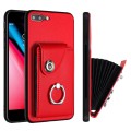 For iPhone 8 Plus / 7 Plus Organ Card Bag Ring Holder Phone Case(Red)