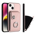 For iPhone 13 Organ Card Bag Ring Holder Phone Case(Pink)