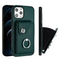 For iPhone 12 Pro Organ Card Bag Ring Holder Phone Case(Green)