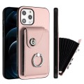 For iPhone 12 mini Organ Card Bag Ring Holder Phone Case(Pink)