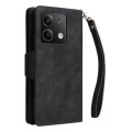 For Xiaomi Redmi Note 13 5G Rivet Buckle 9 Cards Three Fold Leather Phone Case(Black)