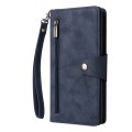 For Xiaomi Redmi Note 13 5G Rivet Buckle 9 Cards Three Fold Leather Phone Case(Blue)