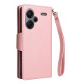 For Xiaomi Redmi Note 13 Pro+ Rivet Buckle 9 Cards Three Fold Leather Phone Case(Rose Gold)
