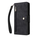 For Xiaomi Redmi Note 13 Pro+ Rivet Buckle 9 Cards Three Fold Leather Phone Case(Black)