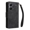 For Xiaomi Redmi Note 13 Pro+ Rivet Buckle 9 Cards Three Fold Leather Phone Case(Black)