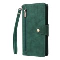 For Xiaomi Redmi Note 13 Pro+ Rivet Buckle 9 Cards Three Fold Leather Phone Case(Green)