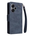 For Xiaomi Redmi Note 13 Pro+ Rivet Buckle 9 Cards Three Fold Leather Phone Case(Blue)