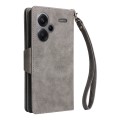 For Xiaomi Redmi Note 13 Pro+ Rivet Buckle 9 Cards Three Fold Leather Phone Case(Grey)