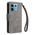 For Xiaomi Redmi Note 13 Pro 5G Rivet Buckle 9 Cards Three Fold Leather Phone Case(Grey)