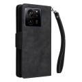 For Xiaomi 13T Pro 5G /13T 5G Global Rivet Buckle 9 Cards Three Fold Leather Phone Case(Black)