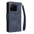 For Xiaomi 13T Pro 5G /13T 5G Global Rivet Buckle 9 Cards Three Fold Leather Phone Case(Blue)