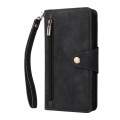 For Xiaomi Redmi Note 13 4G Rivet Buckle 9 Cards Three Fold Leather Phone Case(Black)