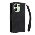 For Xiaomi Redmi Note 13 4G Rivet Buckle 9 Cards Three Fold Leather Phone Case(Black)