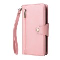 For Xiaomi Redmi Note 13 Pro 4G Rivet Buckle 9 Cards Three Fold Leather Phone Case(Rose Gold)