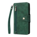 For Xiaomi Redmi Note 13 Pro 4G Rivet Buckle 9 Cards Three Fold Leather Phone Case(Green)