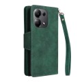 For Xiaomi Redmi Note 13 Pro 4G Rivet Buckle 9 Cards Three Fold Leather Phone Case(Green)