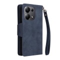 For Xiaomi Redmi Note 13 Pro 4G Rivet Buckle 9 Cards Three Fold Leather Phone Case(Blue)
