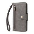 For Xiaomi Redmi Note 13 Pro 4G Rivet Buckle 9 Cards Three Fold Leather Phone Case(Grey)