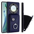 For Honor X9a / Magic5 Lite Organ Card Bag Ring Holder PU Phone Case(Blue)