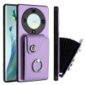 For Honor X9a / Magic5 Lite Organ Card Bag Ring Holder PU Phone Case(Purple)