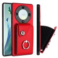 For Honor X9a / Magic5 Lite Organ Card Bag Ring Holder PU Phone Case(Red)