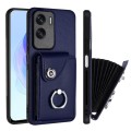 For Honor X50i / 90 Lite Organ Card Bag Ring Holder PU Phone Case(Blue)